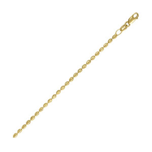 C111 14k yellow gold diamond cut oval bead chain